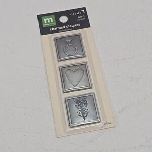 Making Memories Charmed Plaques Self -adhesive 3 pieces -Ring, Heart and Roses